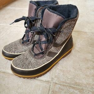 Sorel Women's Waterproof Winter Boots - Tivoli II - Brown Black Heringbone